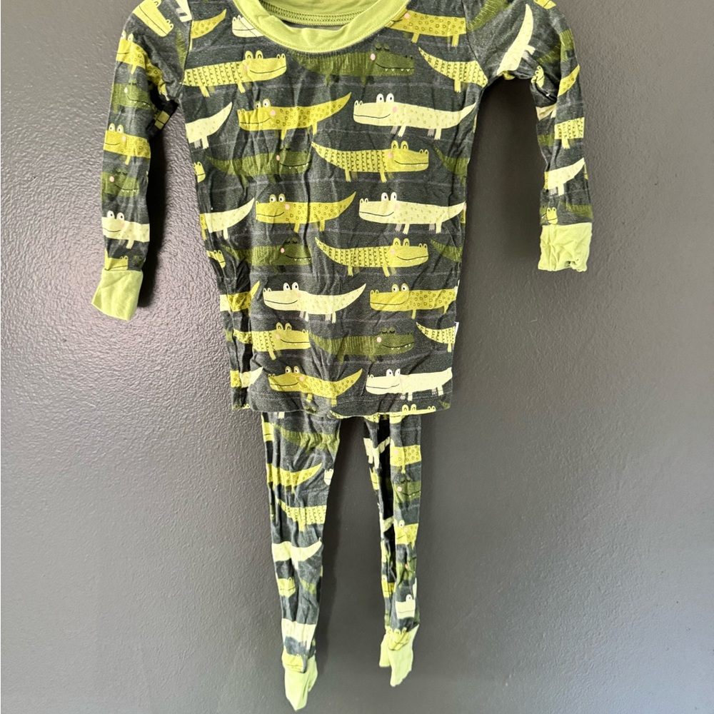 Little Sleepies Olive and dark green  Crocodile Pajama Set